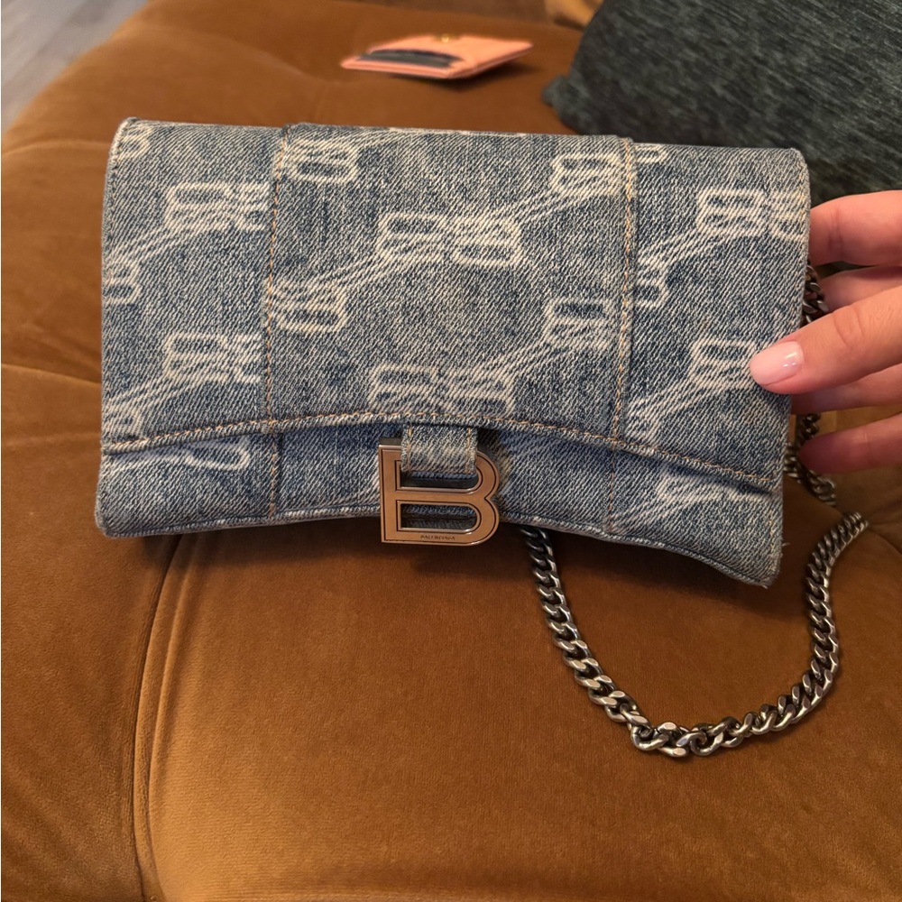 Balenciaga Blue Denim Chain Bag